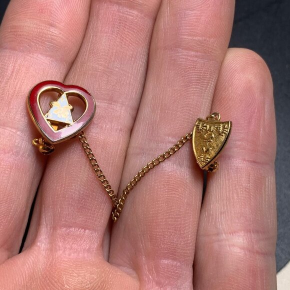 Vintage Women Of The Moose Faith Hope Charity Pin Red Enamel Heart Memorabilia - Picture 5 of 11